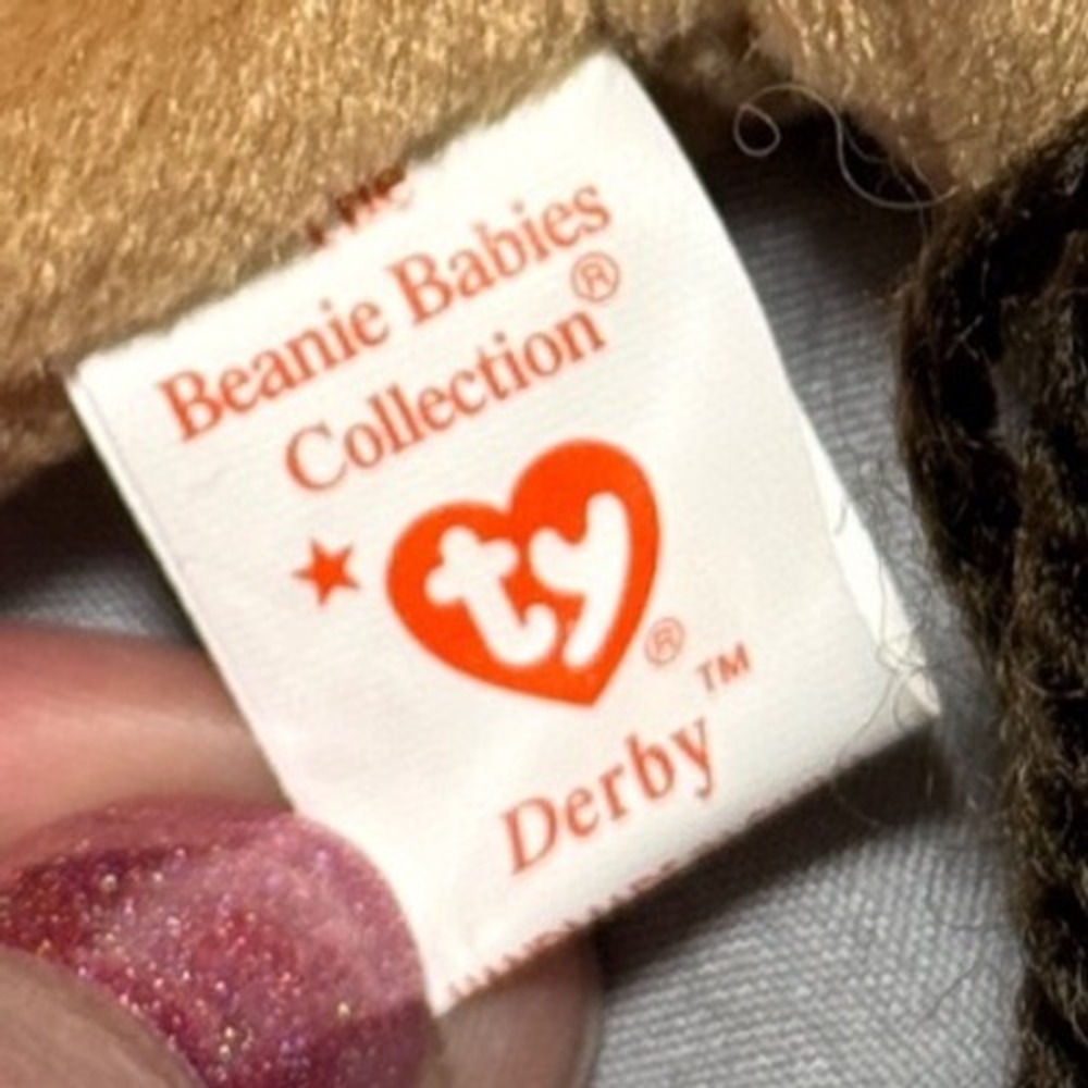 Ty Beanie Babies Derby the Horse 1995 Vintage Plush Tan Brown Yarn Mane - Picture 3 of 7